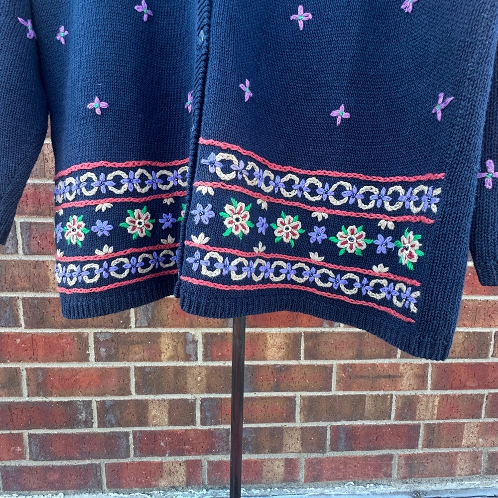 Vintage Fiorlini Cardigan Embroidered Cottagecore Knit BOHO 90s Artistic - Picture 6 of 17